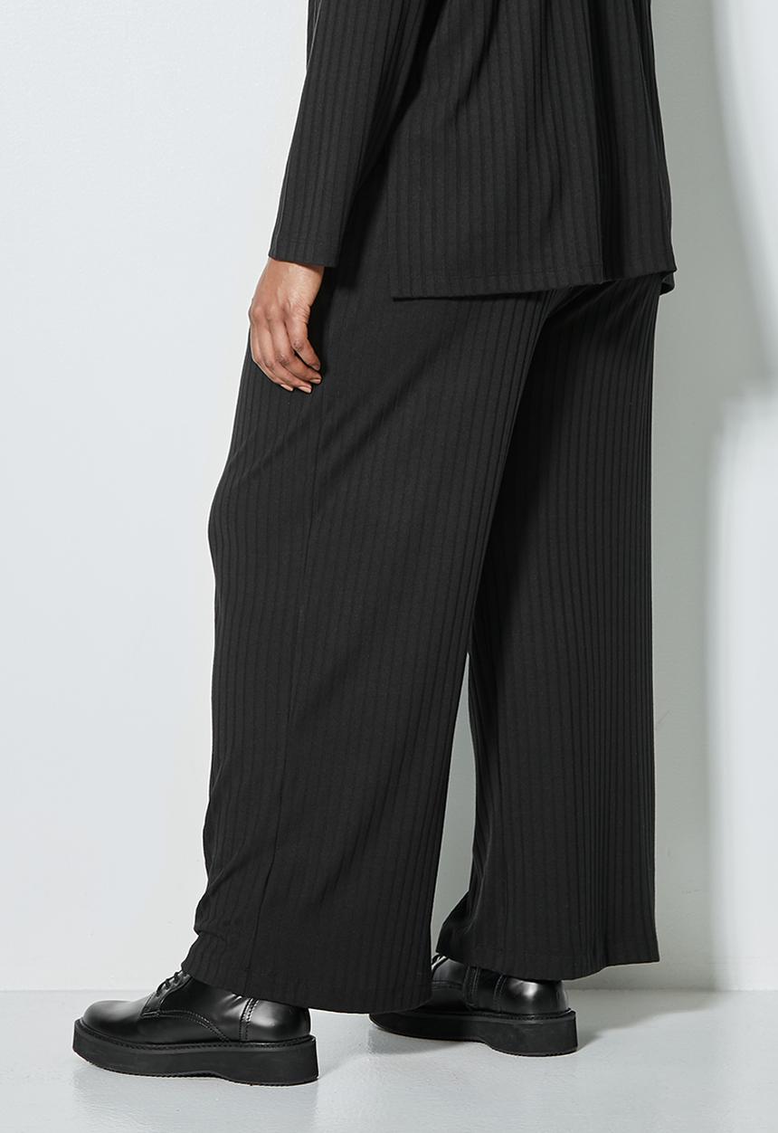 Superbalist - Knit rib wide leg - black