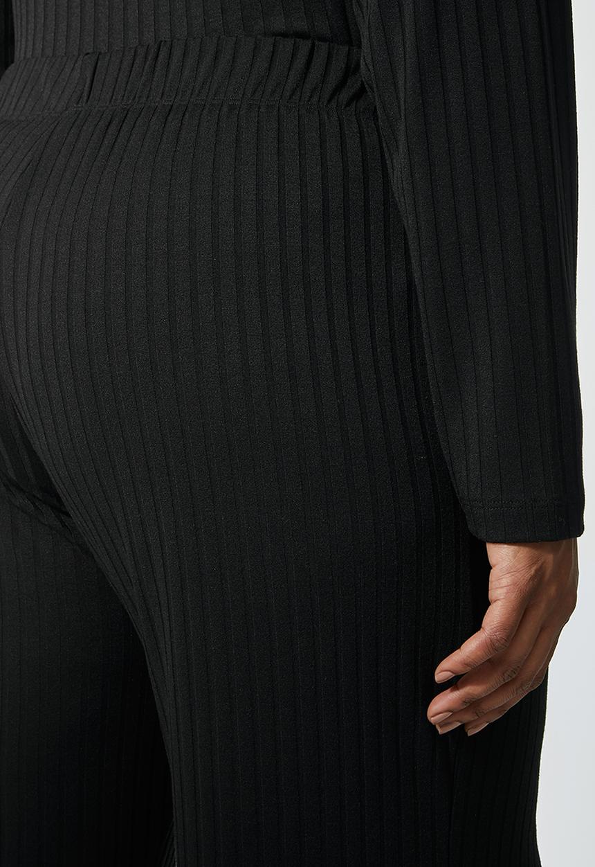 Superbalist - Knit rib wide leg - black