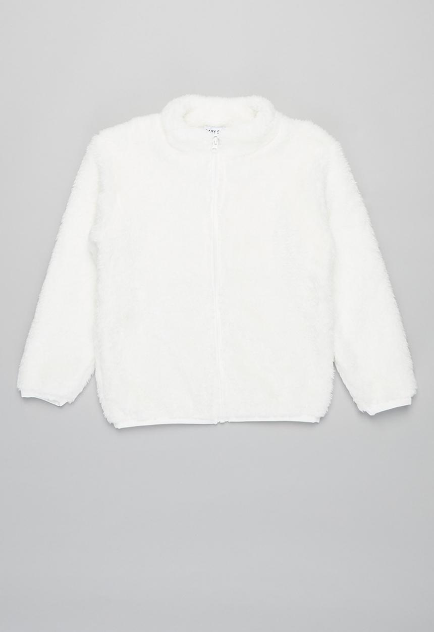 Baby Star - Fluffy zip through jacket - white