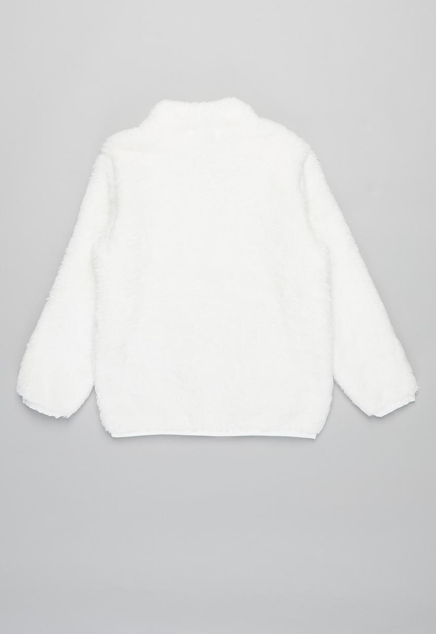 Baby Star - Fluffy zip through jacket - white