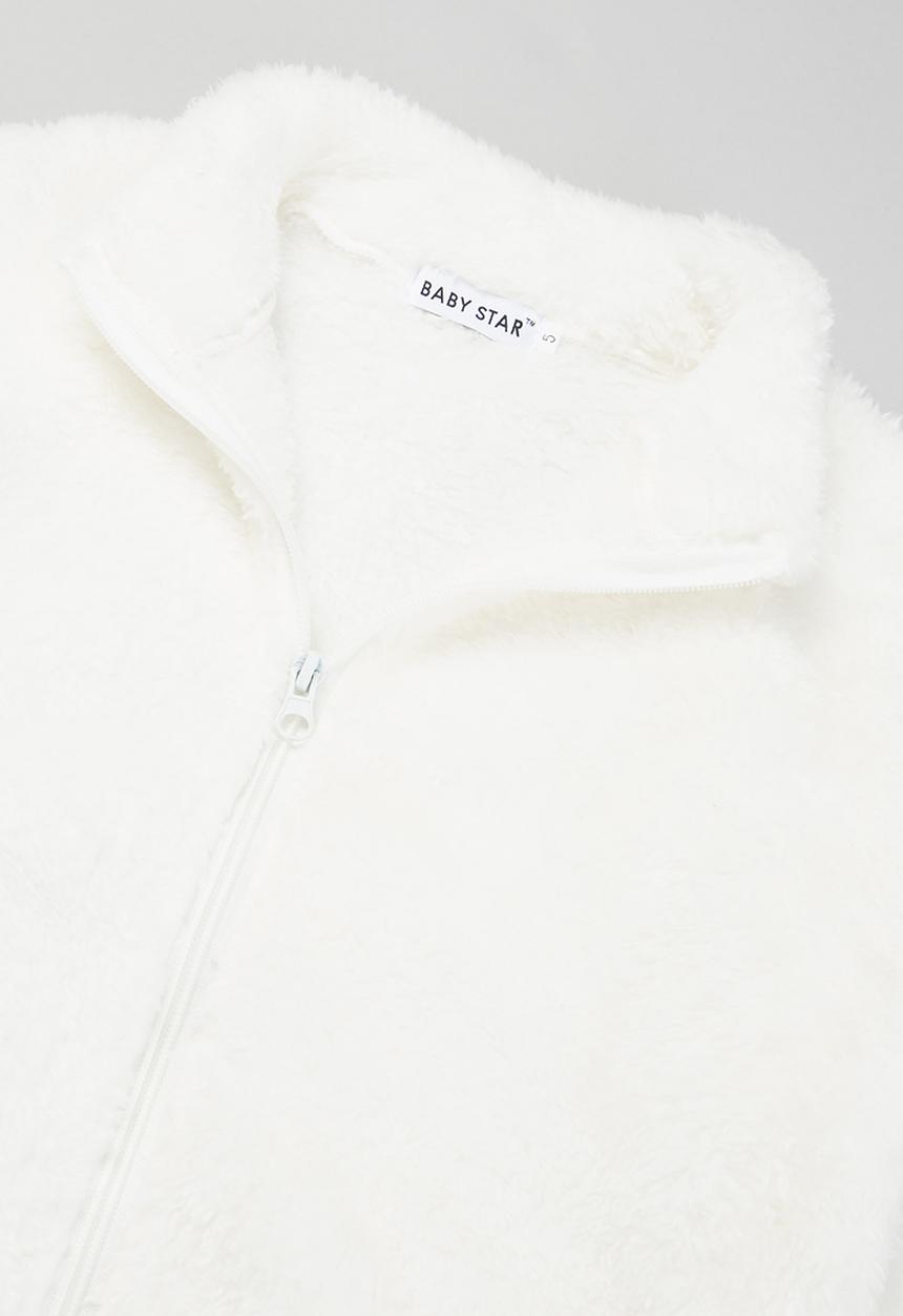 Baby Star - Fluffy zip through jacket - white
