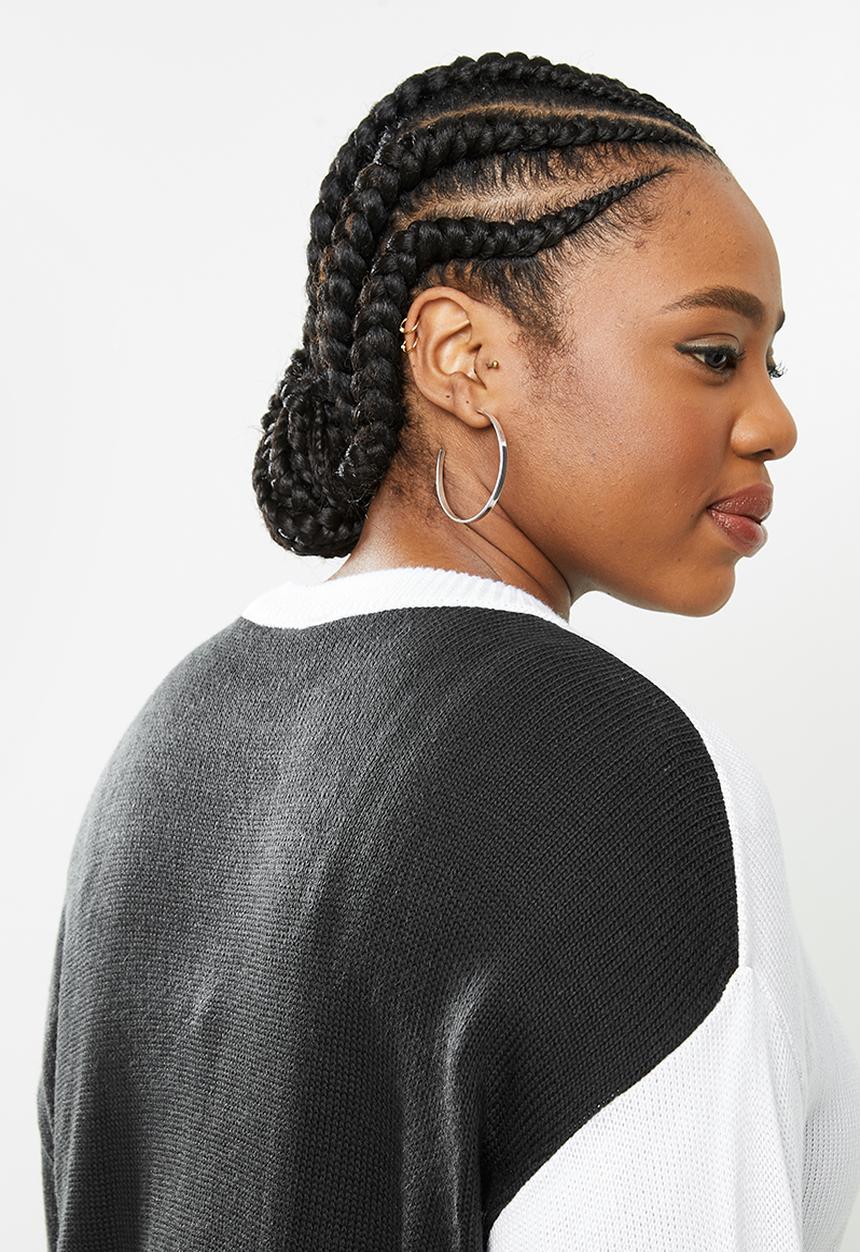 Me&B - Plus colour block jumper - black & white