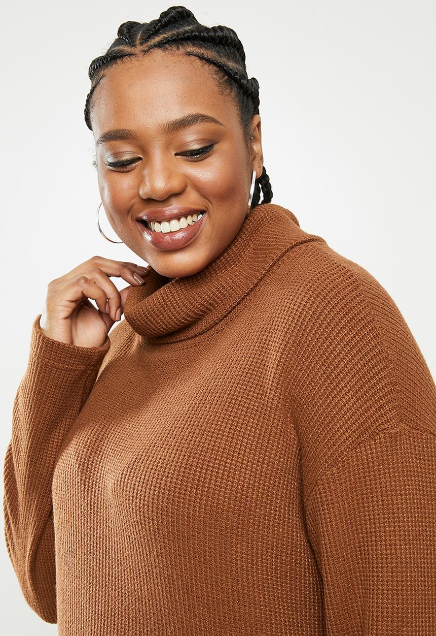 Me&B - Plus cowl neck top/dress - rust