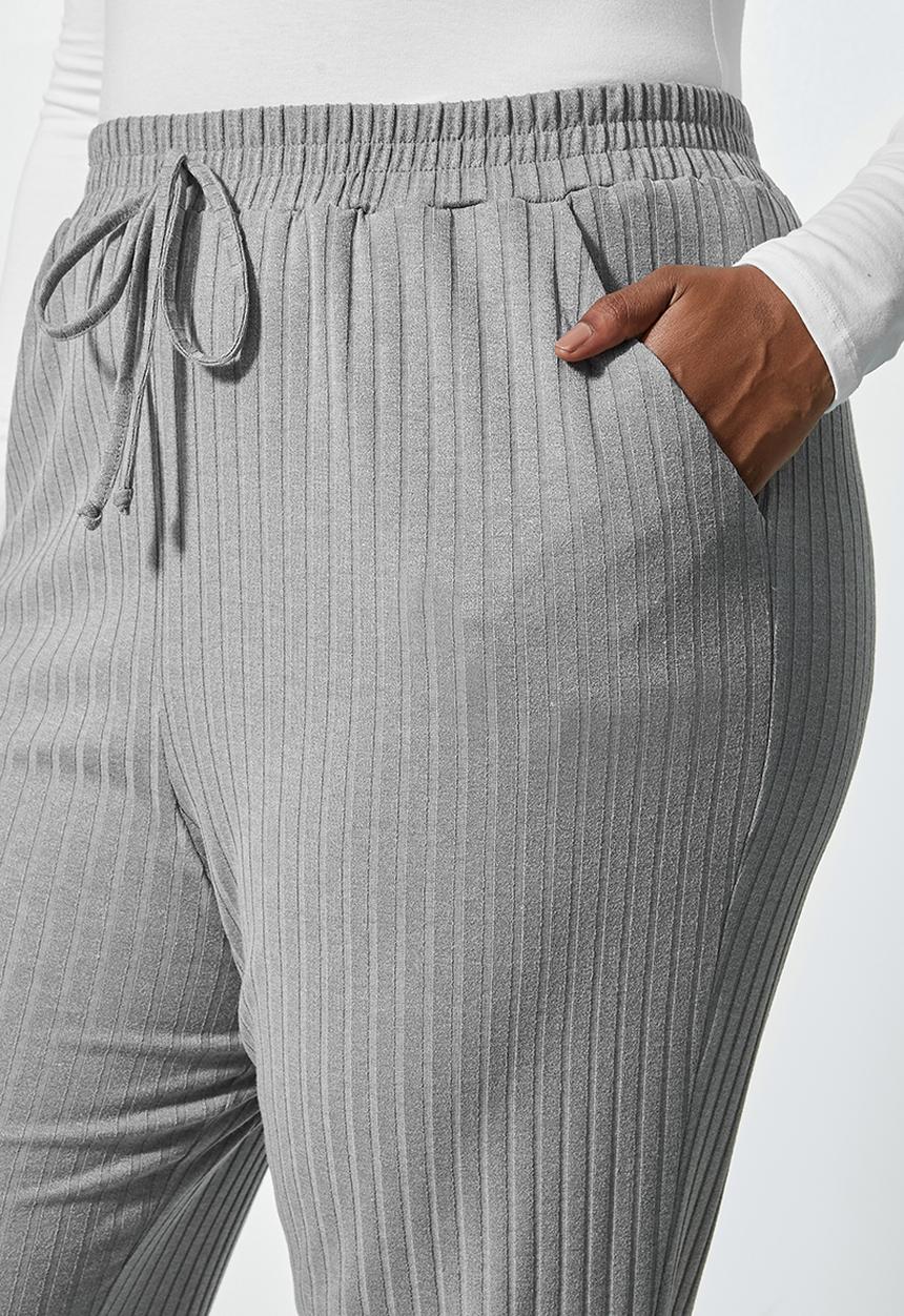Superbalist - Cuffed rib drawstring jogger - grey 
