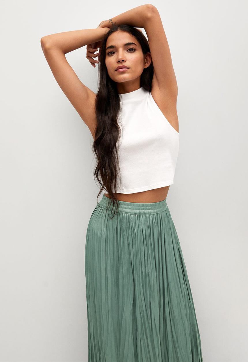 MANGO - Skirt palmer - aqua green