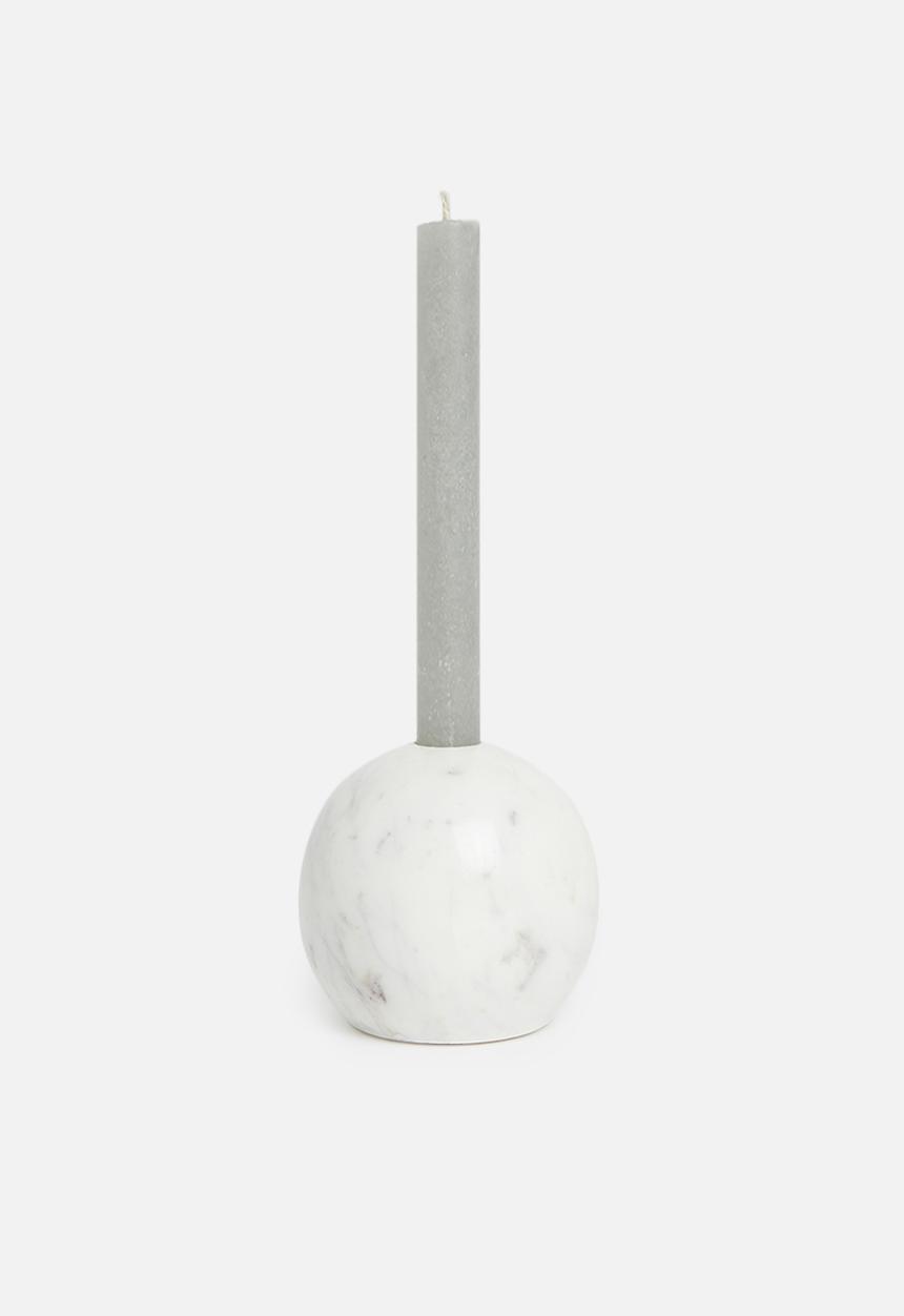 Sixth Floor - Marble round candle holder - white
