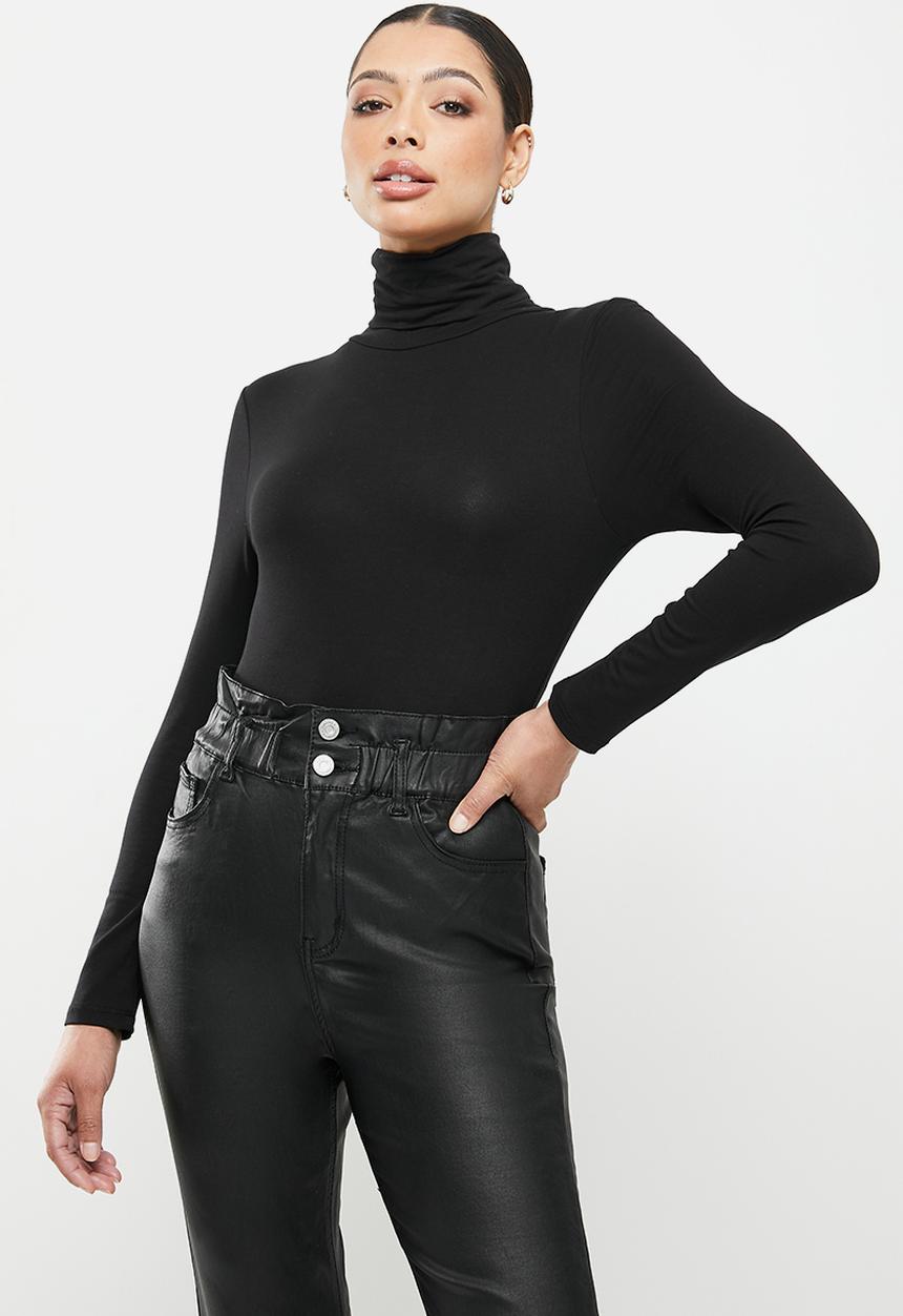 Missguided - Black turtle neck long sleeve bodysuit - black