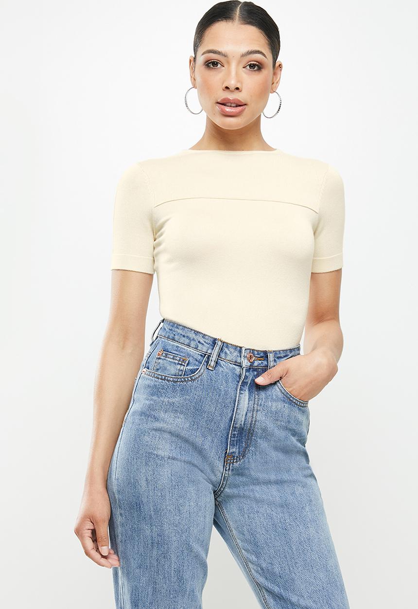 Missguided - Clean seam front bodysuit - cream