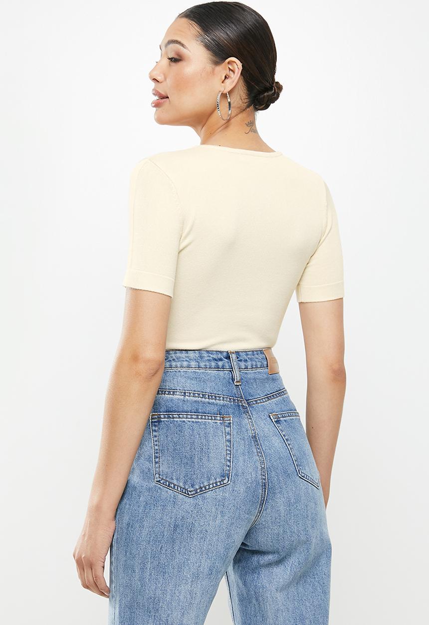 Missguided - Clean seam front bodysuit - cream