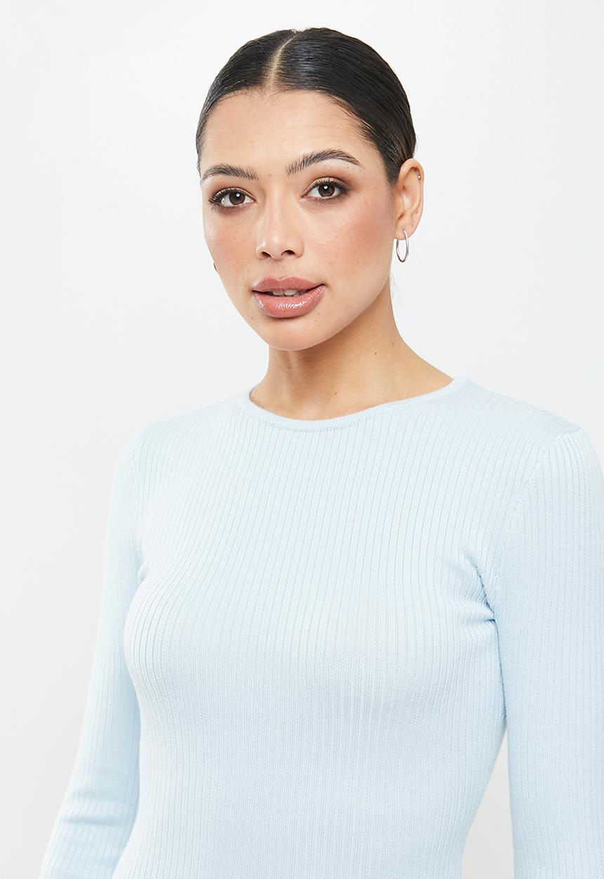 Missguided - Zip detail ribbed midi dress - blue
