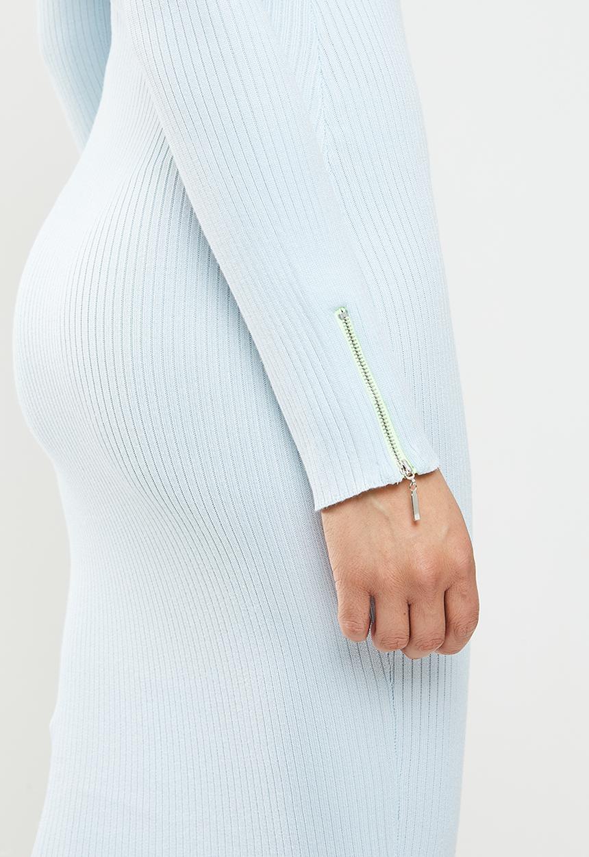Missguided - Zip detail ribbed midi dress - blue