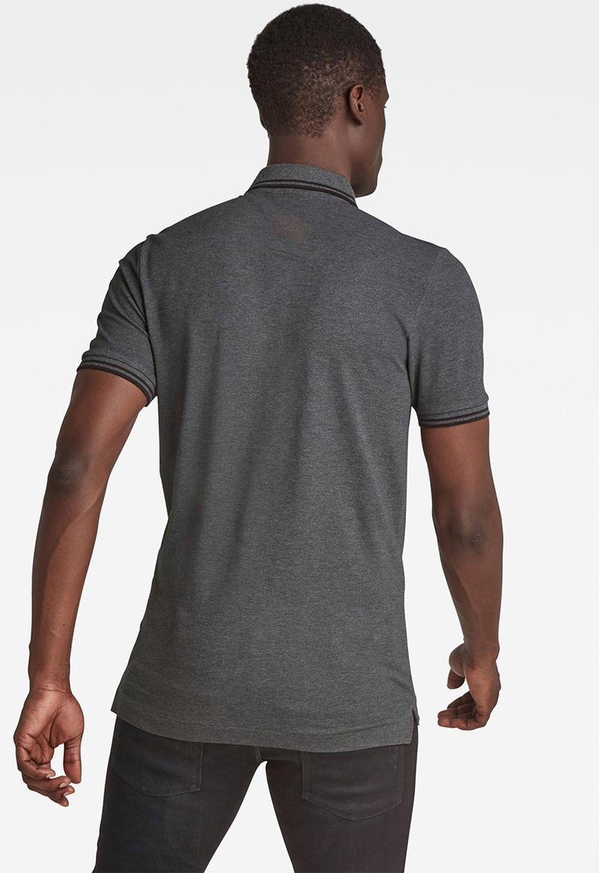 G-STAR - Dunda slim stripe short sleeve polo - charcoal