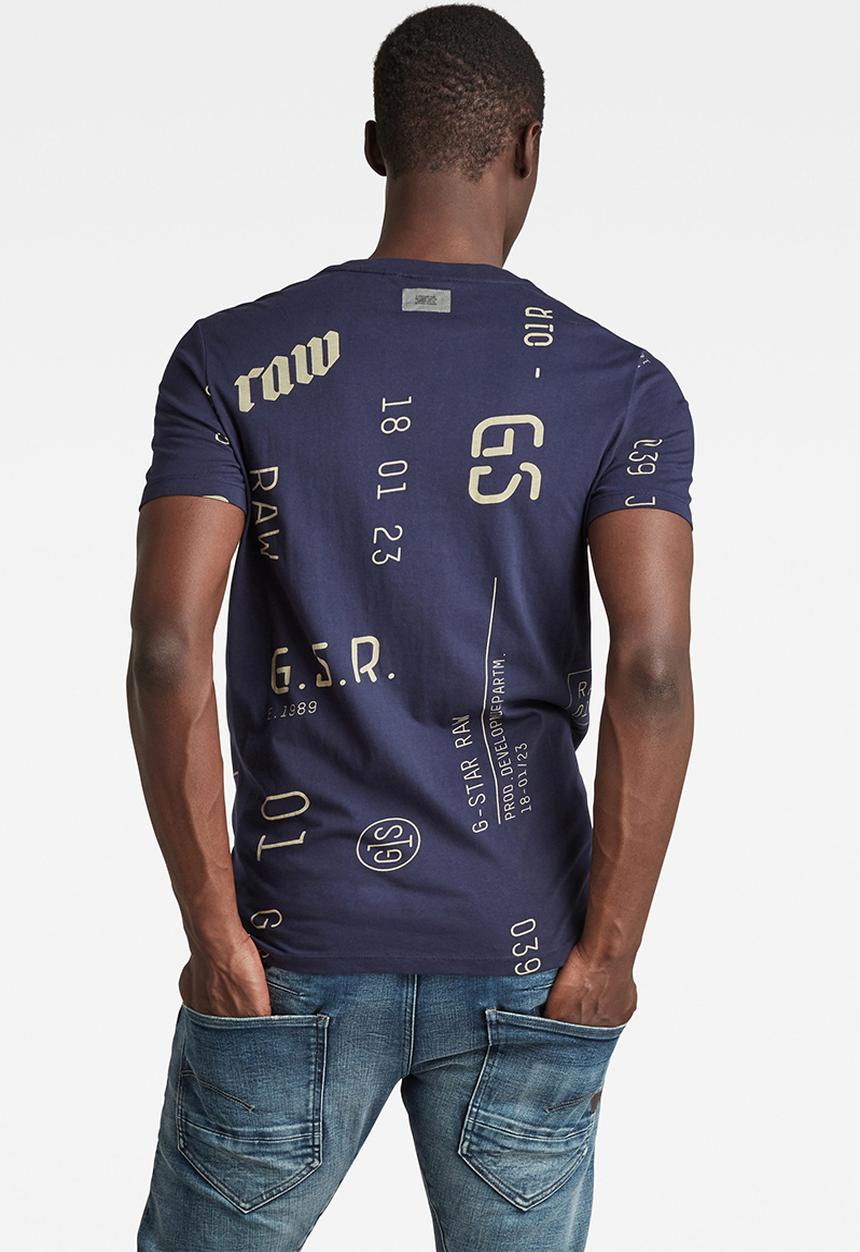 G-STAR - Graphics ao slim r tee  - navy