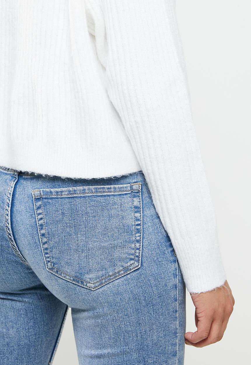Missguided - Rib recycled V-neck jumper - white