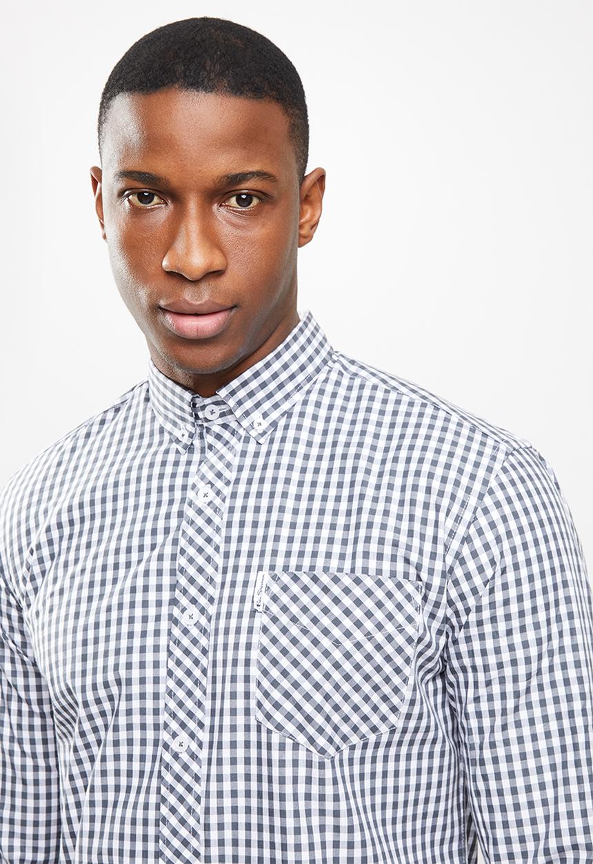 Ben Sherman - Multi ging shirt - grey & white 