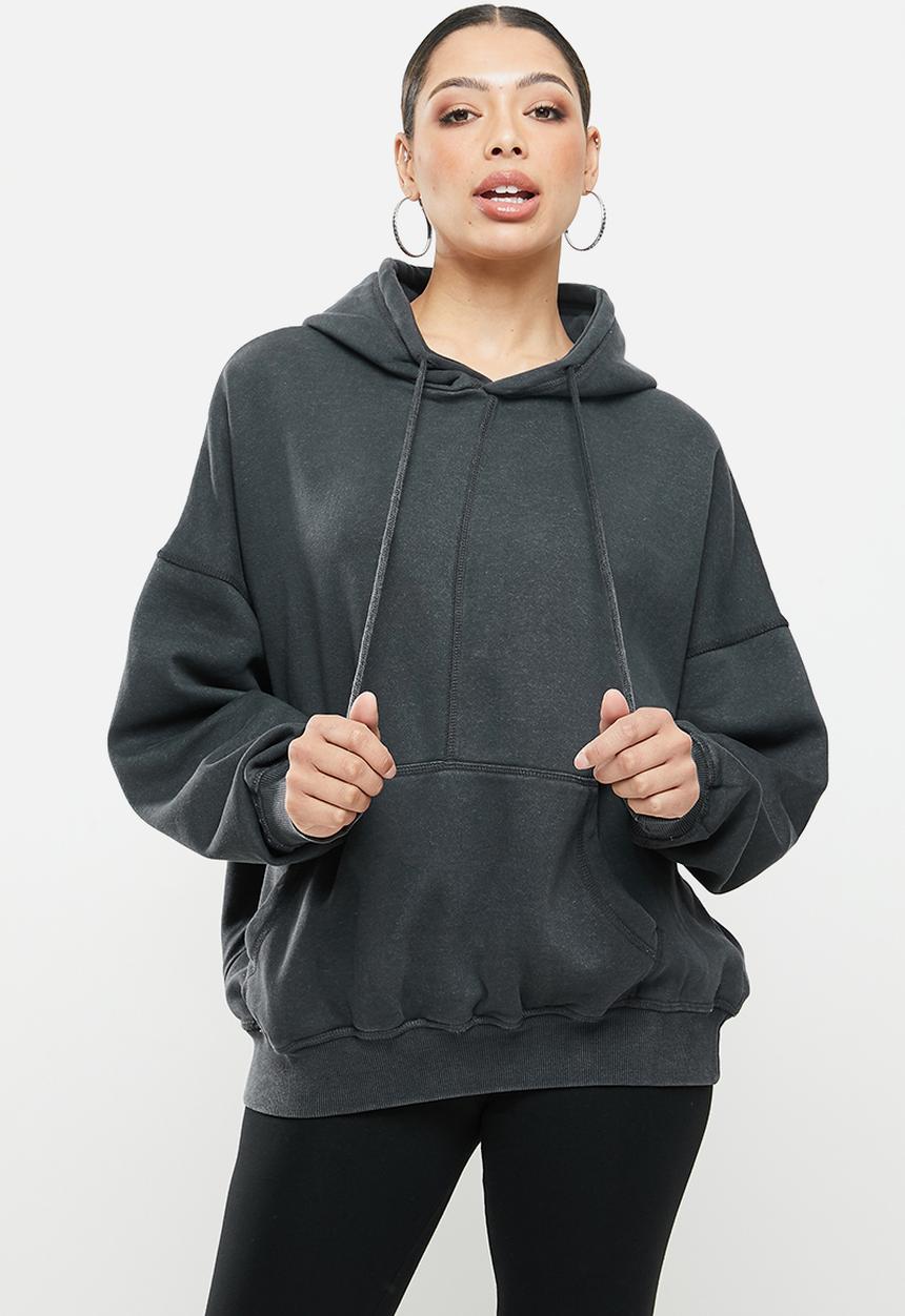 Missguided - Acid wash exposed seam oversized - dark grey