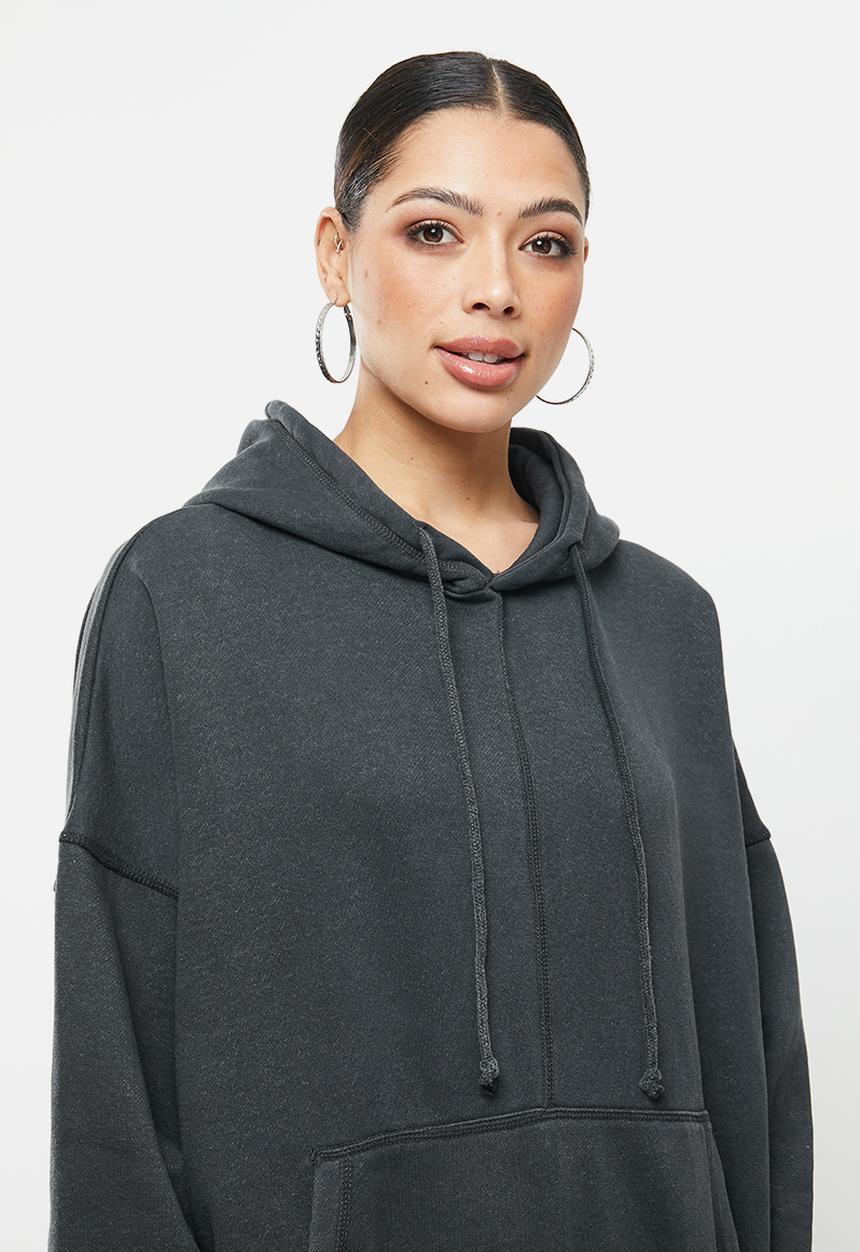 Missguided - Acid wash exposed seam oversized - dark grey