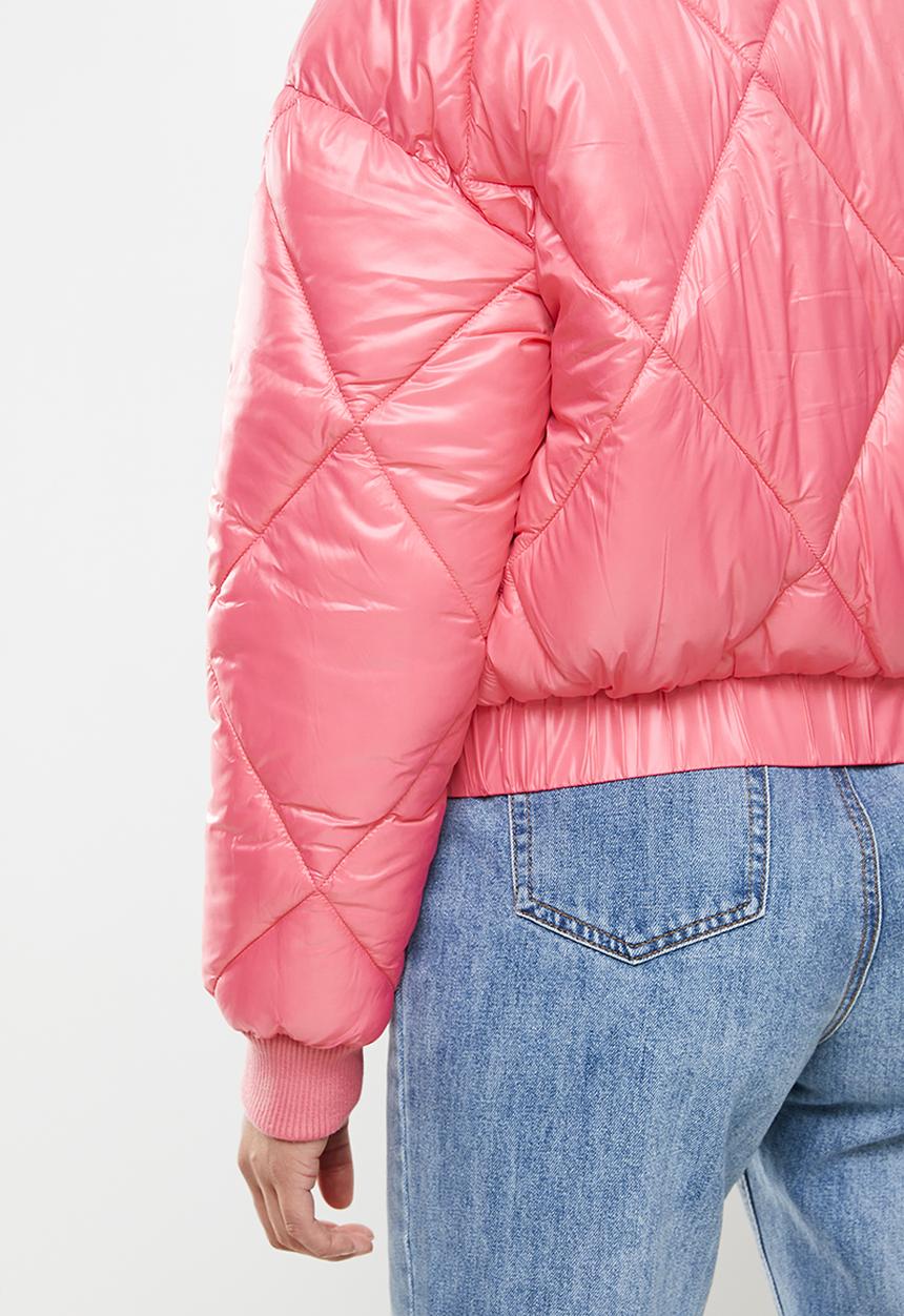 Missguided - Diamond quilted padded bomber - rose