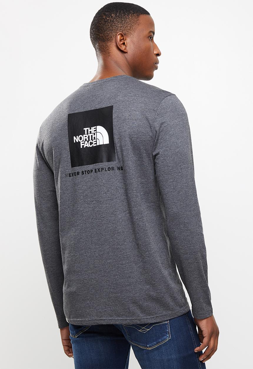 The North Face - Long sleeve red box tee - dark grey
