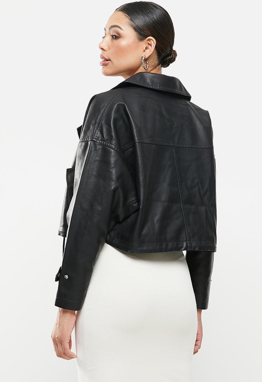 Missguided - Slouch pu biker - black
