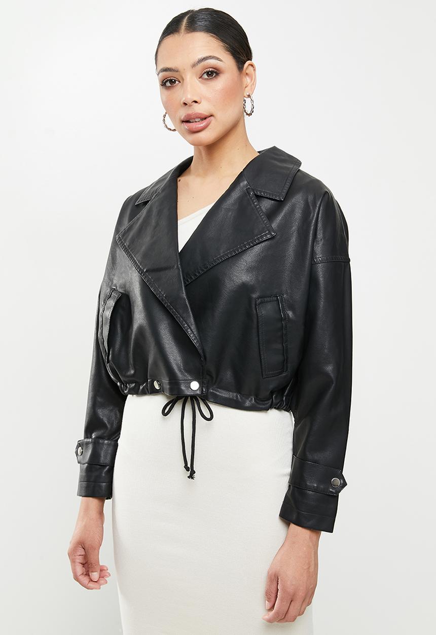 Missguided - Slouch pu biker - black