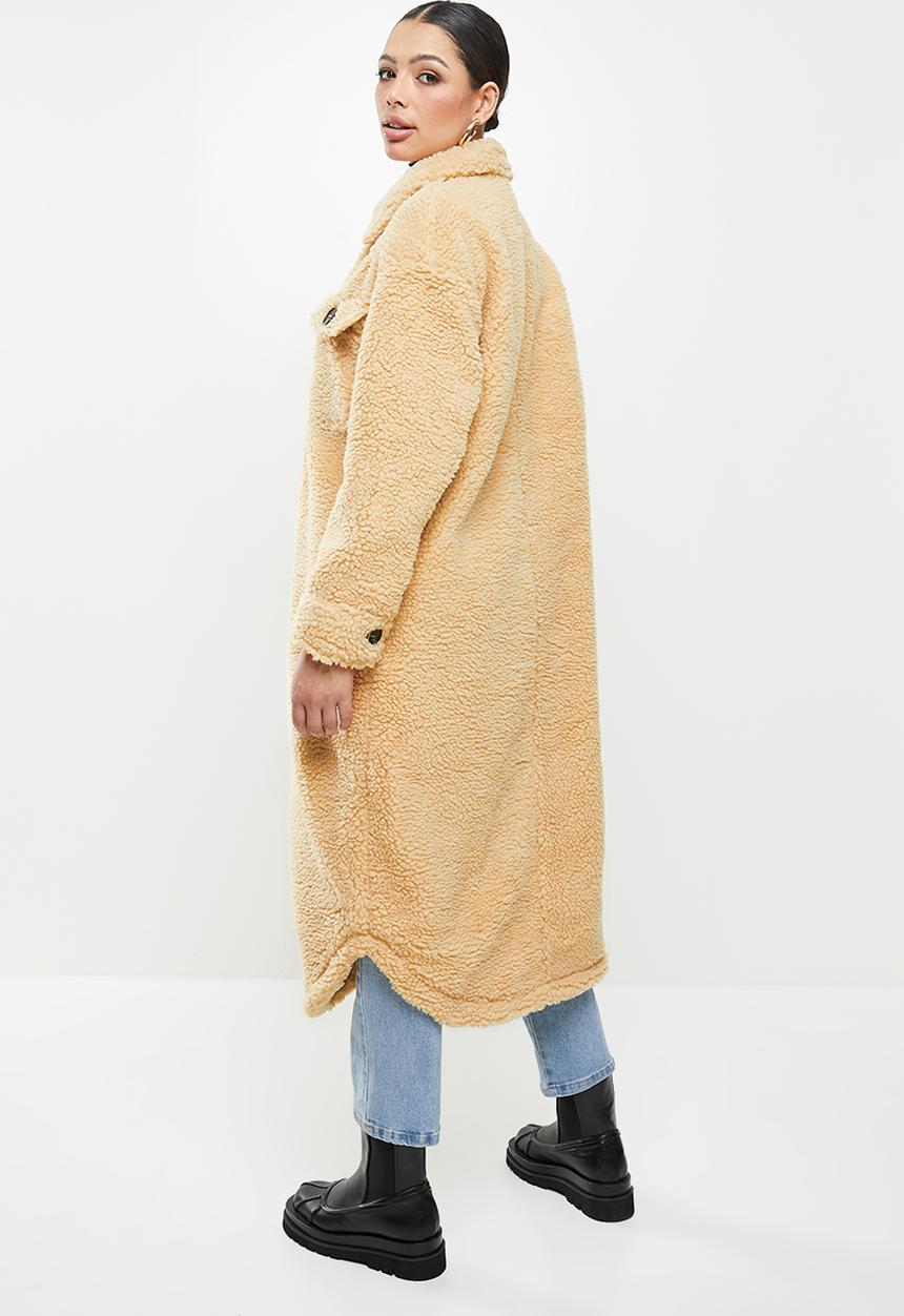 Missguided - Borg longline shacket -beige