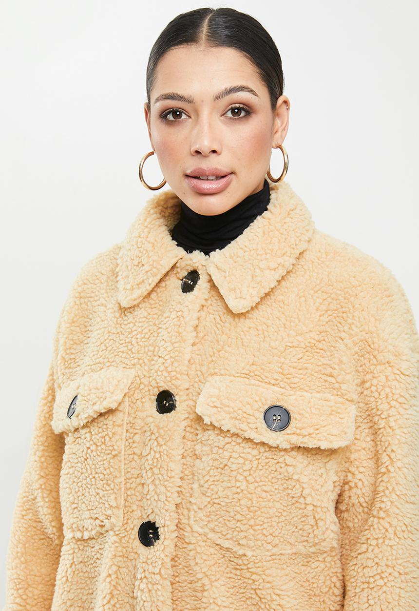 Missguided - Borg longline shacket -beige