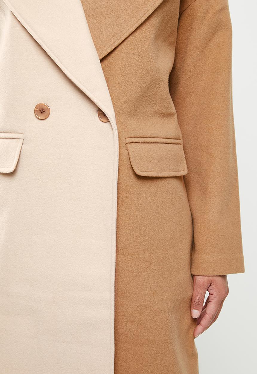 Missguided - Spliced midaxi formal coat - camel