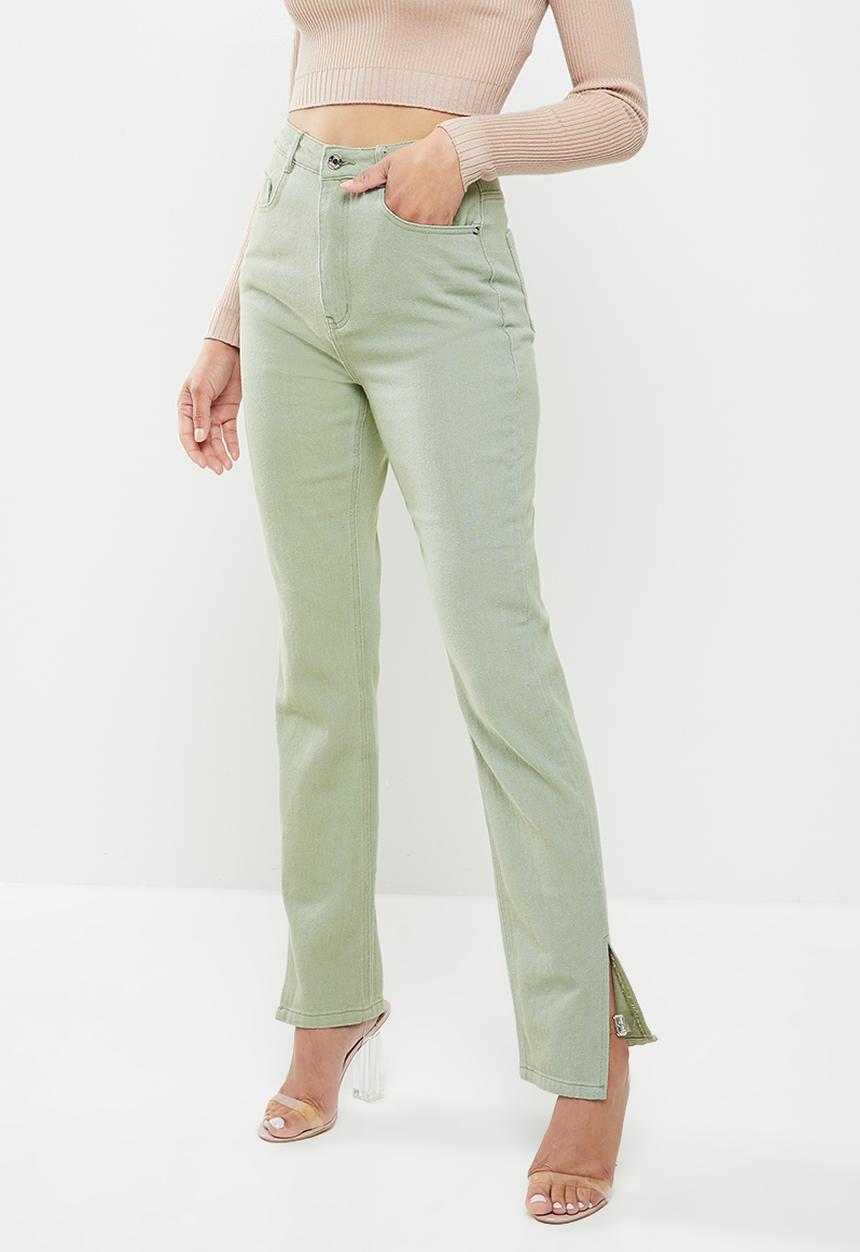Missguided - Wrath split hem straight jean co ord - sage
