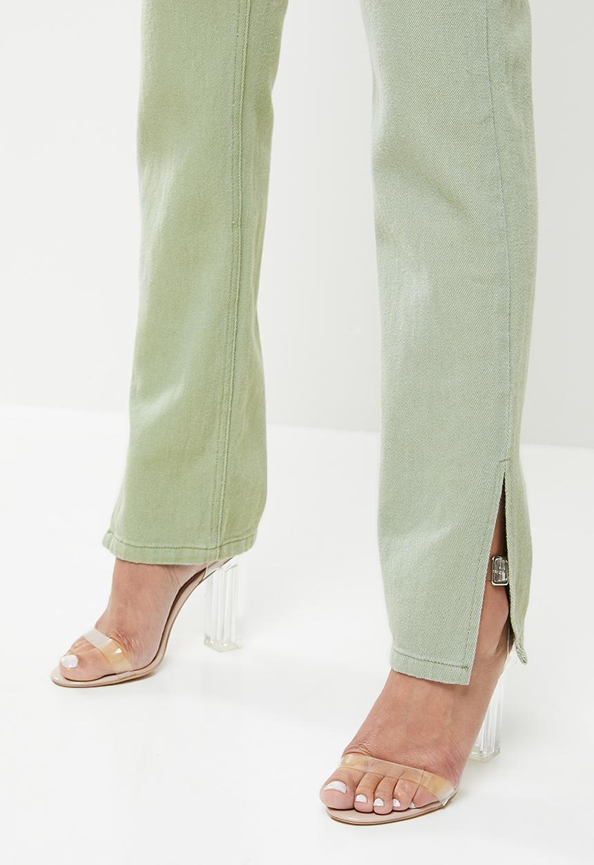 Missguided - Wrath split hem straight jean co ord - sage