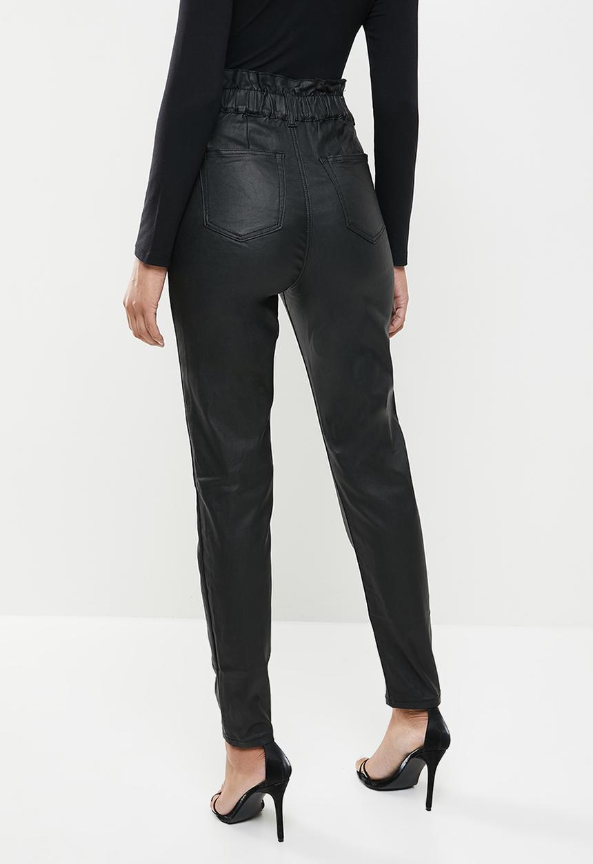 Missguided - Coated elasticated balloon jean -black