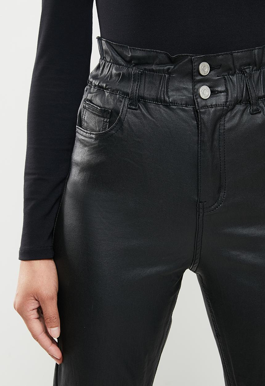 Missguided - Coated elasticated balloon jean -black