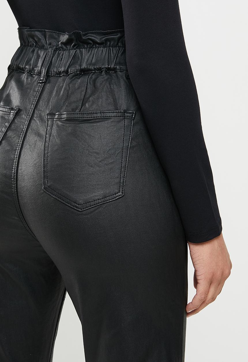 Missguided - Coated elasticated balloon jean -black