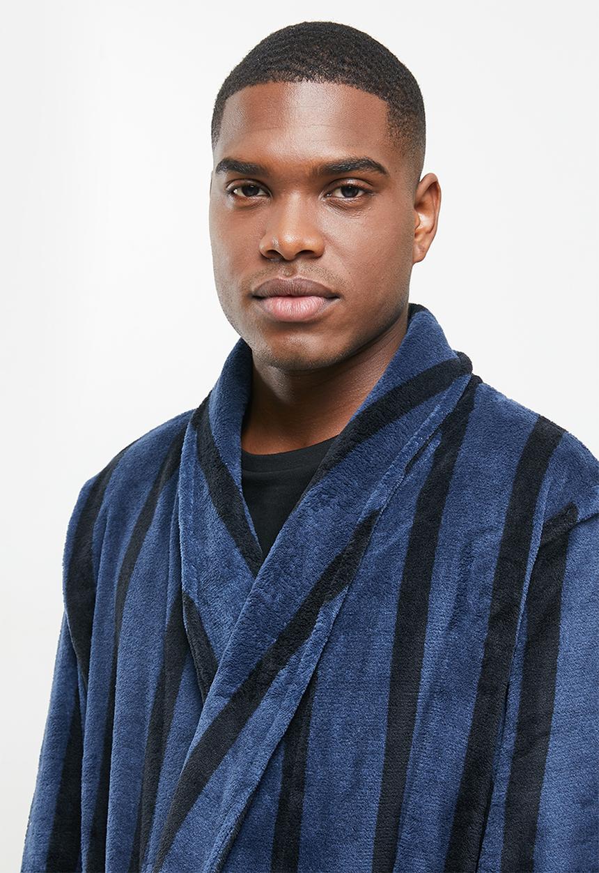 Brave Soul - Stripe dressing gown - navy