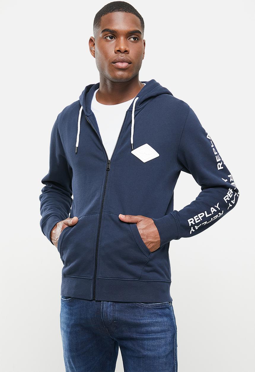 Replay - Replay zip thru hoodie - navy