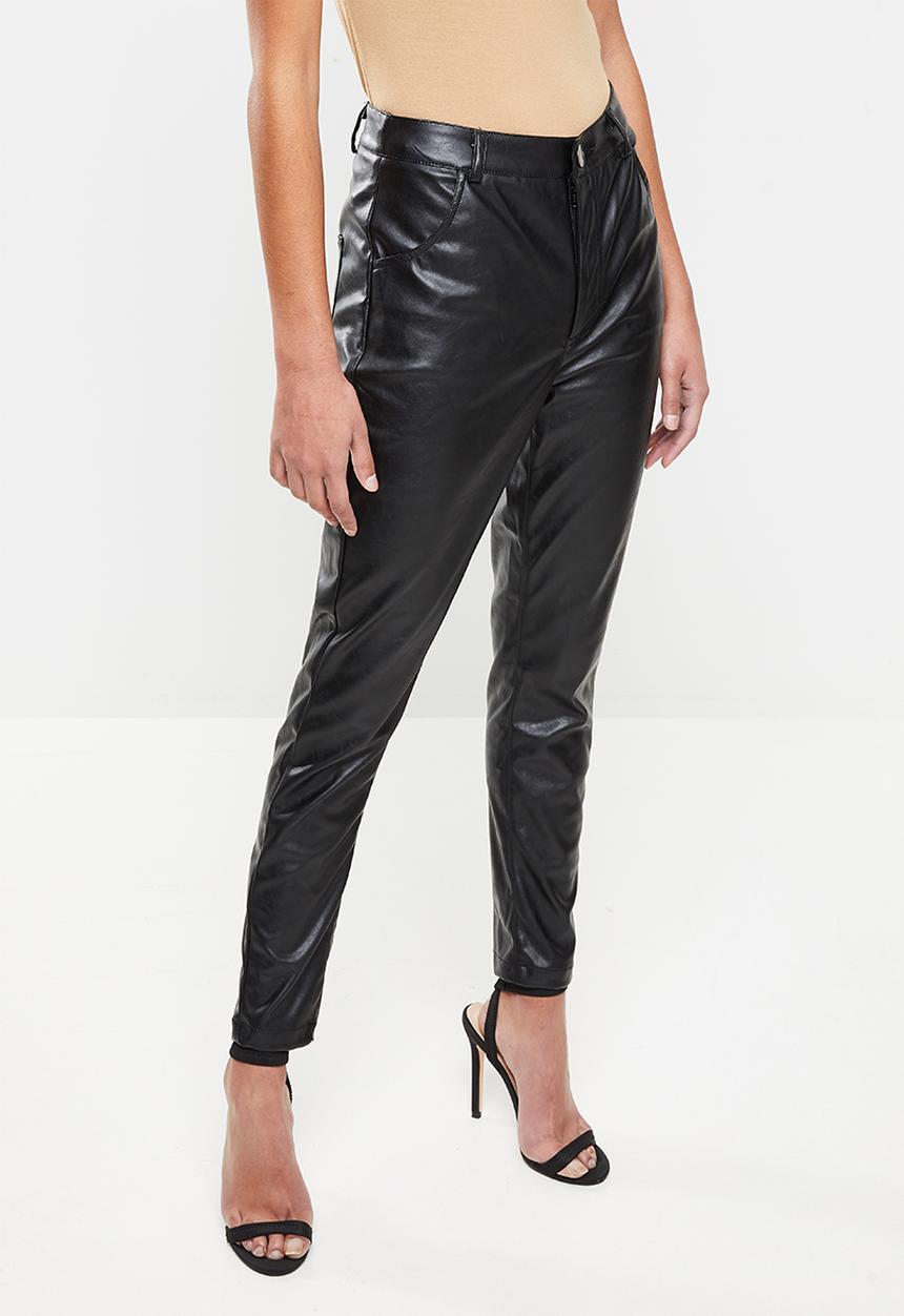 Glamorous - Petite pu coated trouser - black