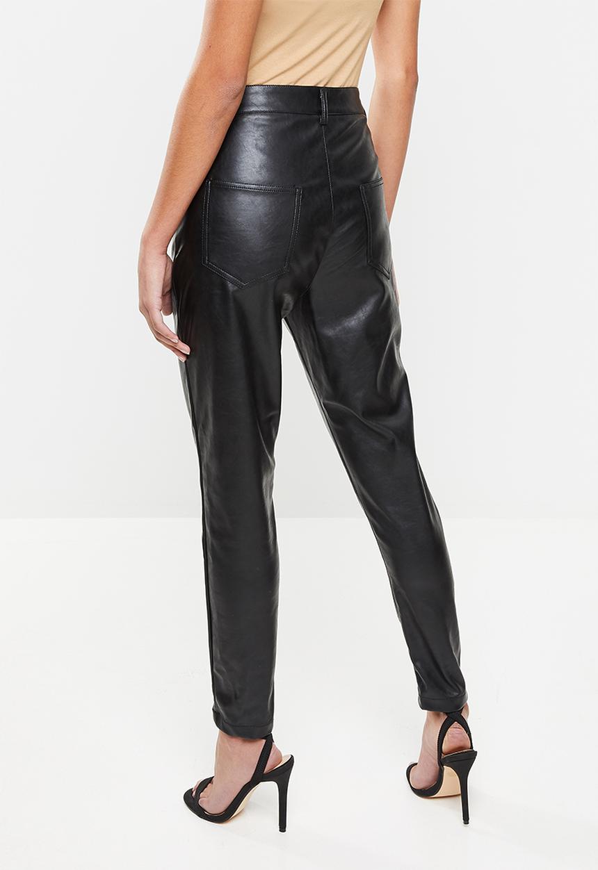 Glamorous - Petite pu coated trouser - black