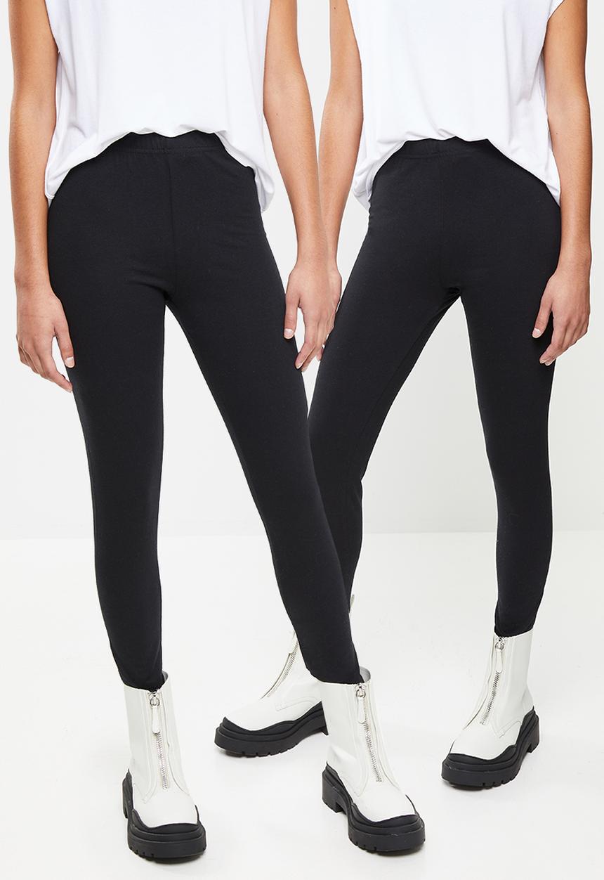 Missguided - Petite 2 pack leggings - black
