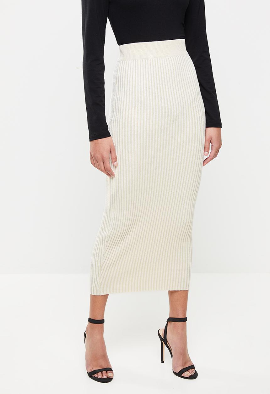 Missguided - Petite ribbed midaxi skirt - stone