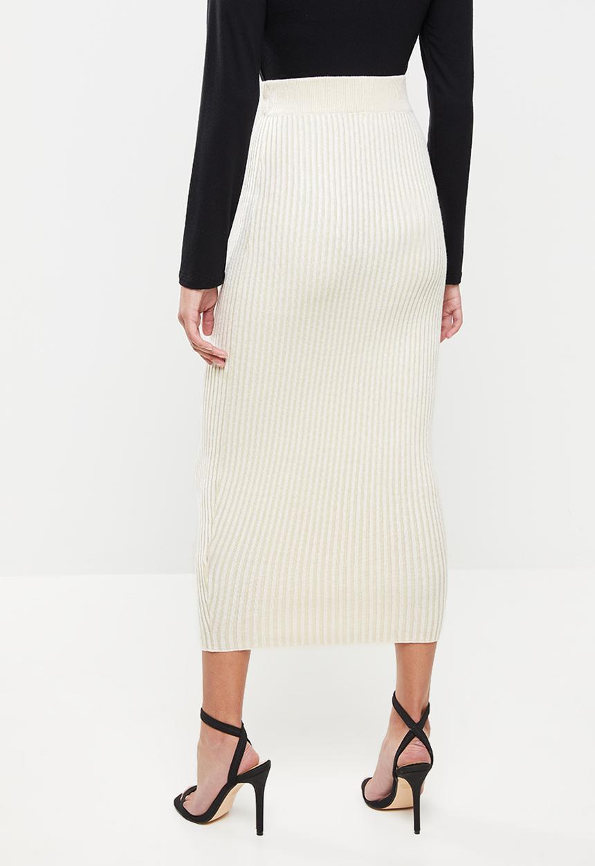 Missguided - Petite ribbed midaxi skirt - stone