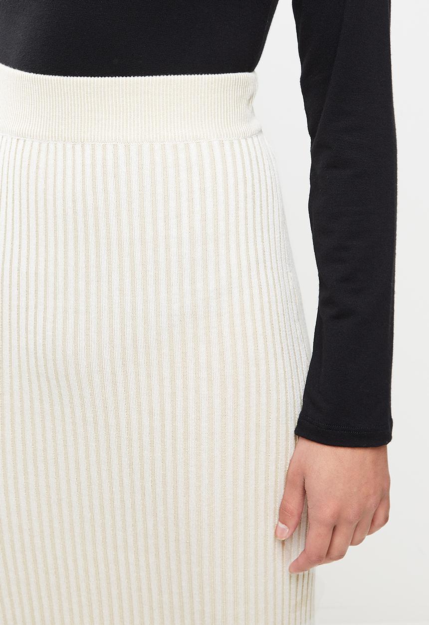 Missguided - Petite ribbed midaxi skirt - stone