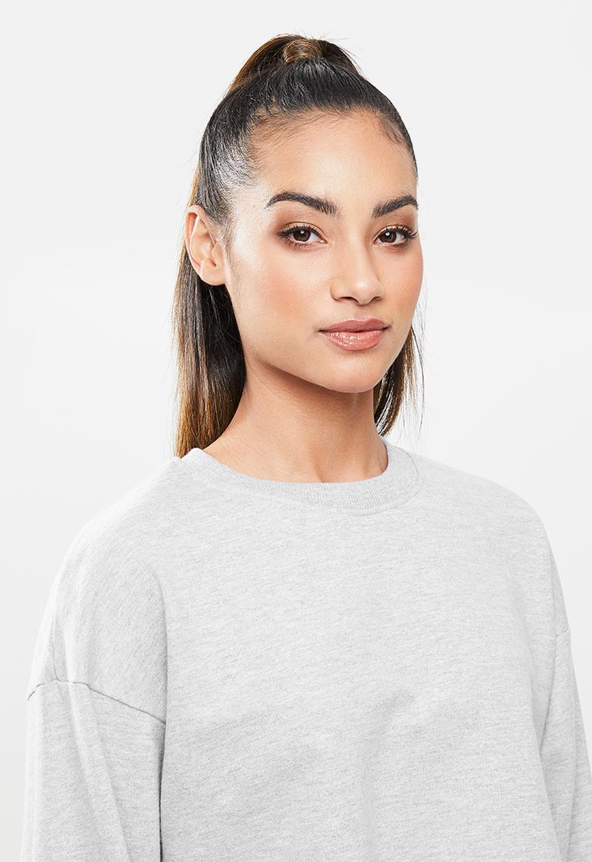Missguided - Petite crop sweat jogger co ord - grey 