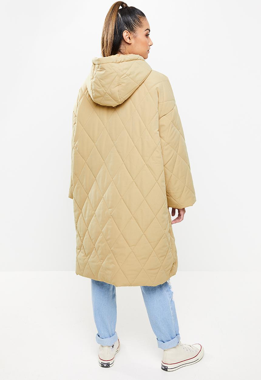 Missguided - Petite quilted longline oversized coat - stone