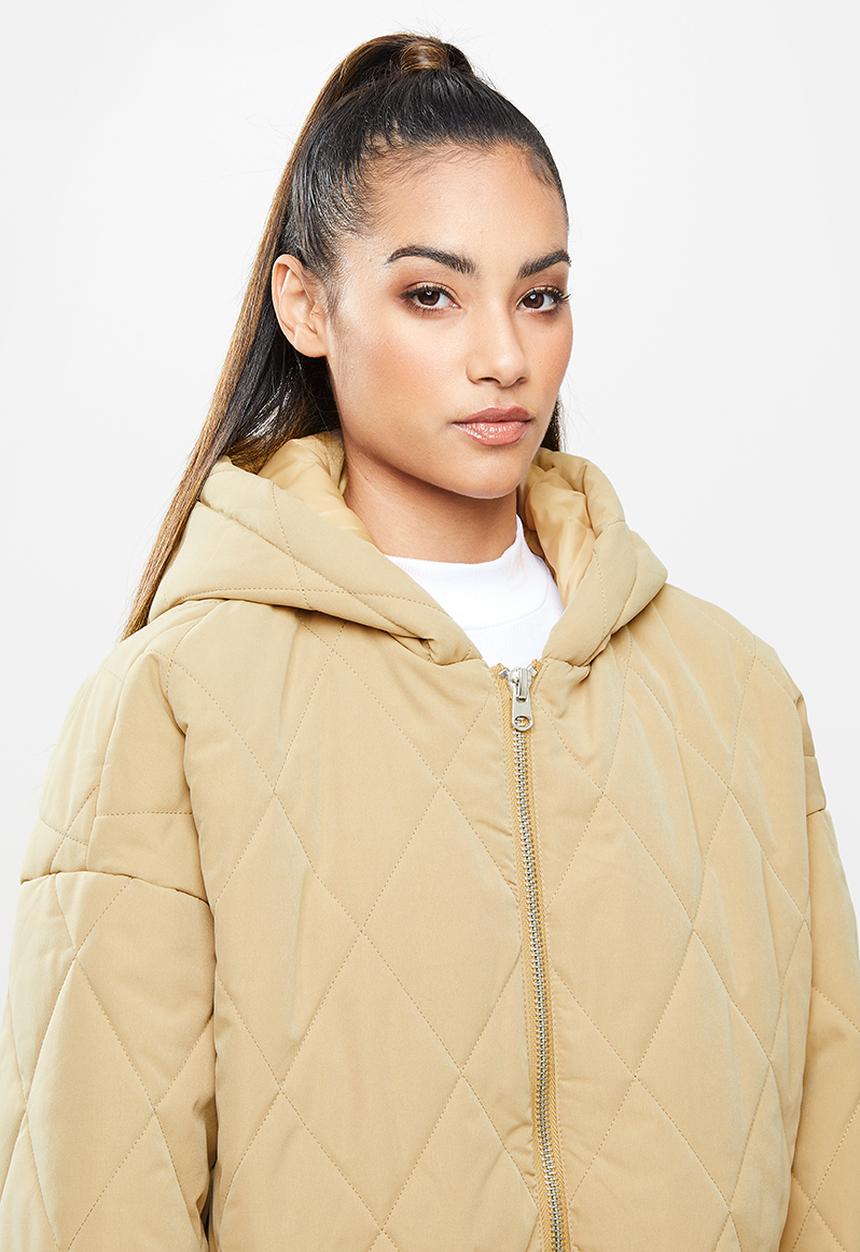 Missguided - Petite quilted longline oversized coat - stone
