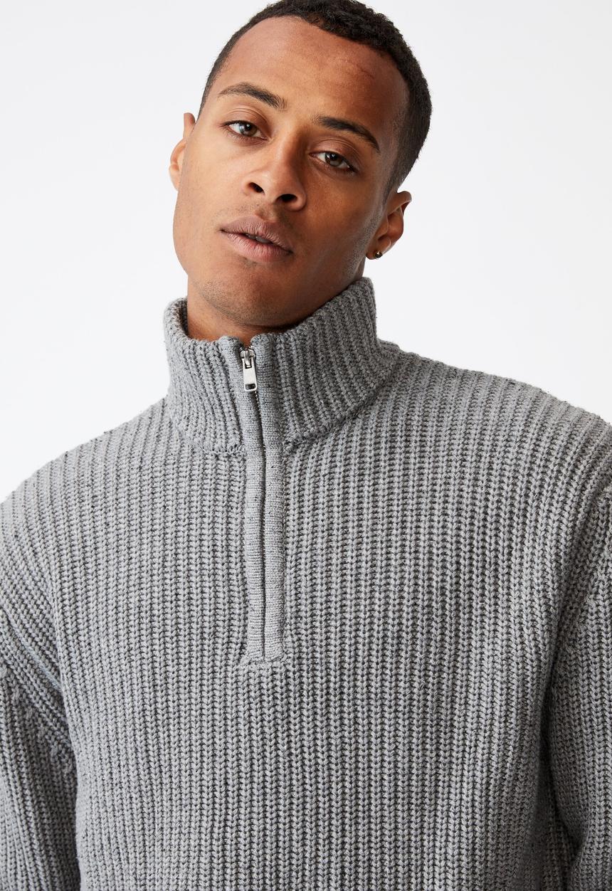 Quarter zip knit - grey