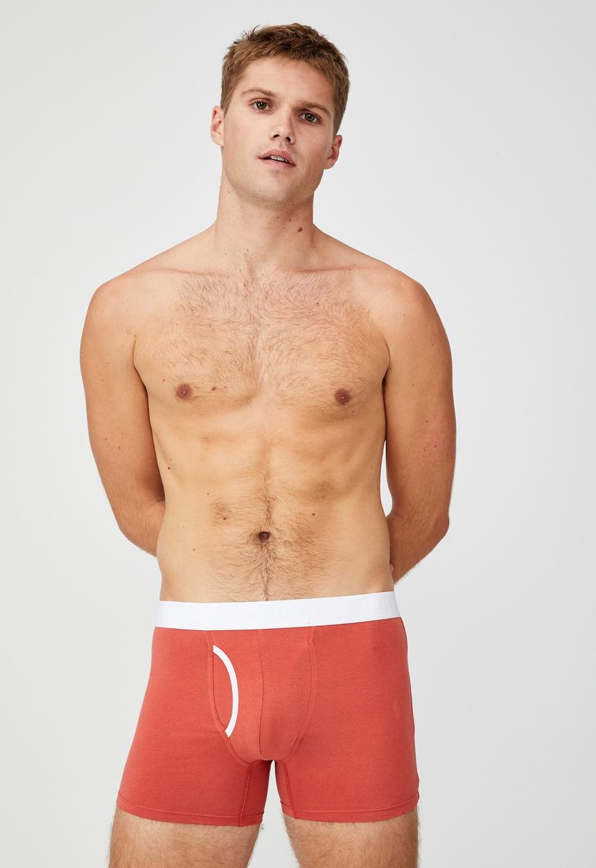 Cotton On - Mens organic cotton trunks - burnt orange & white 