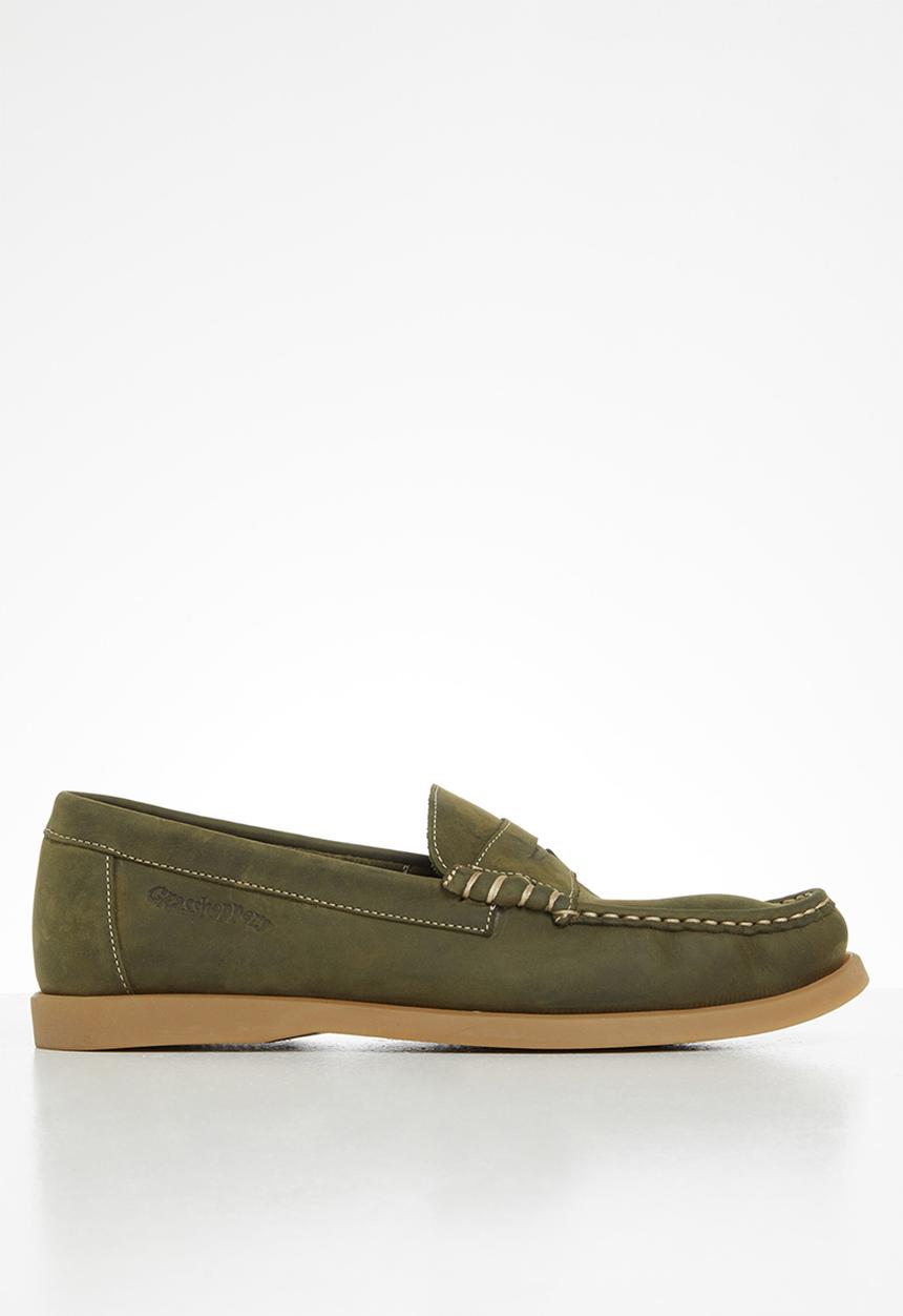 Grasshoppers - Deckskin loafer leather sandiego - olive