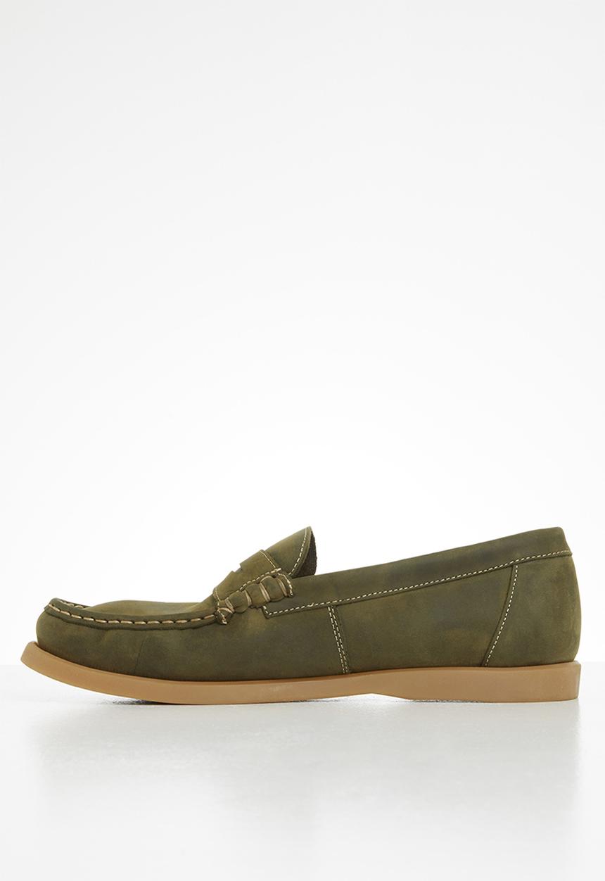 Grasshoppers - Deckskin loafer leather sandiego - olive
