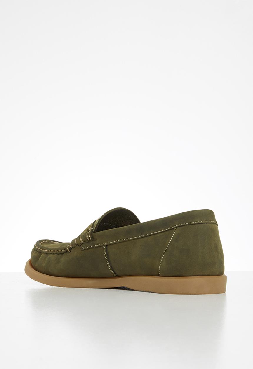 Grasshoppers - Deckskin loafer leather sandiego - olive
