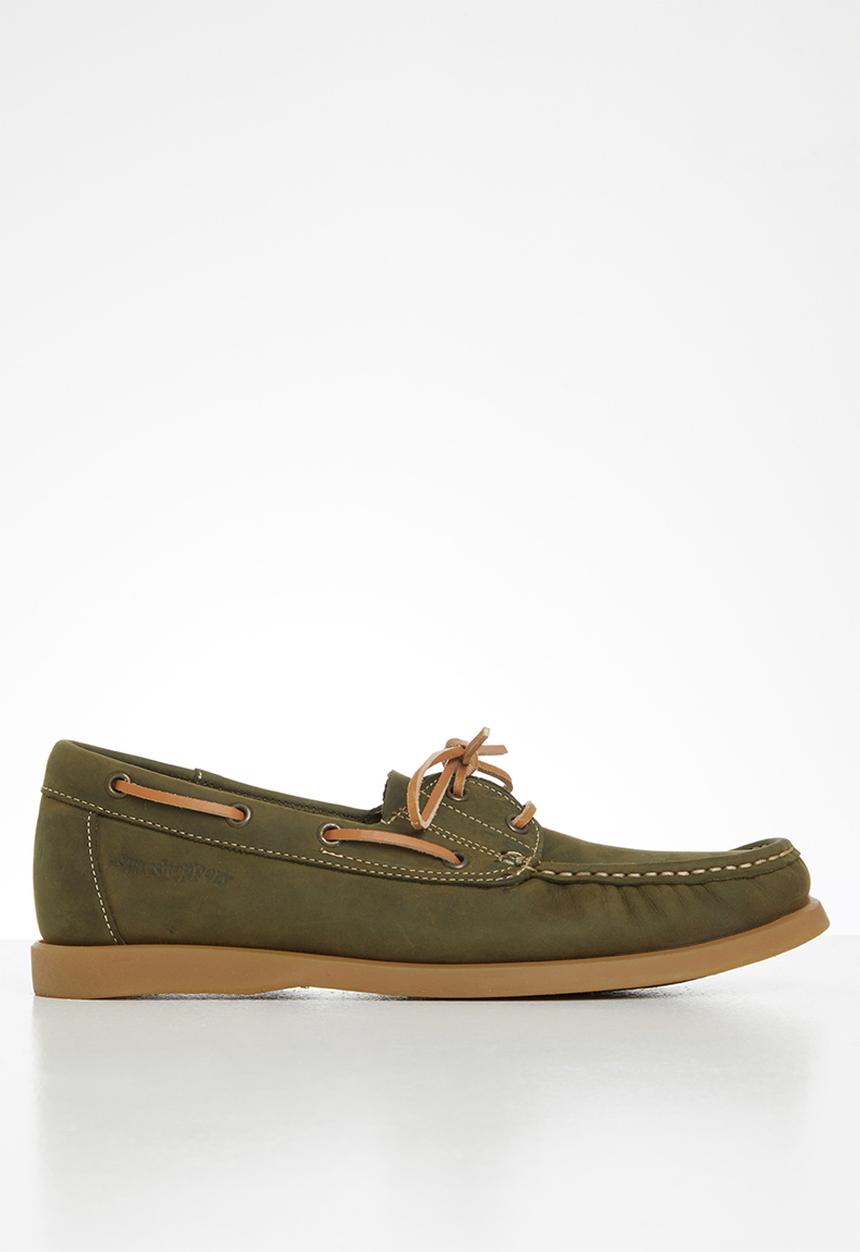 Grasshoppers - Deckskin boatshoe leather sandiego - olive